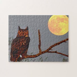 Puzzle Búho Americano Luna Llena