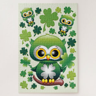 Puzzle Búho Bebé Lindo Dibujo Animado de San Patricio