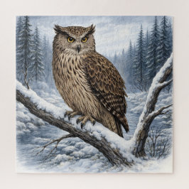 Puzzle Búho de Blakiston en Bosque Invernal –