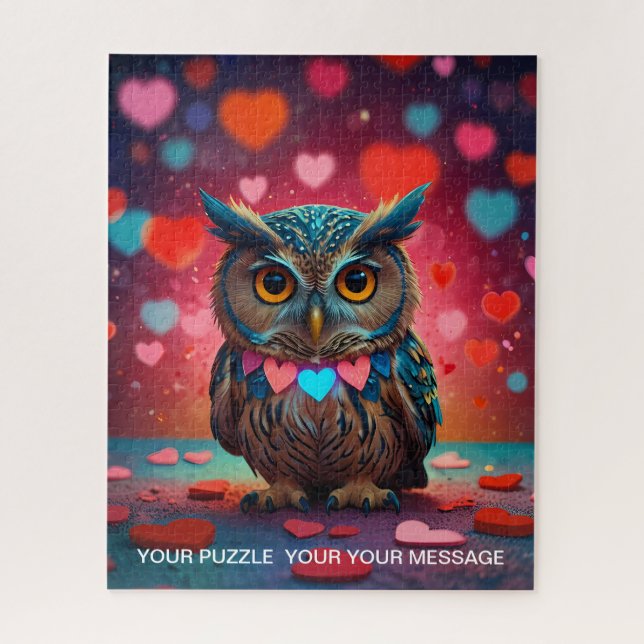 Puzzle Búho de Corazón de Amor  (Vertical)