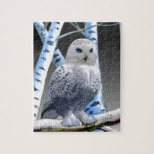 Puzzle Búho de nieve de ojos azules