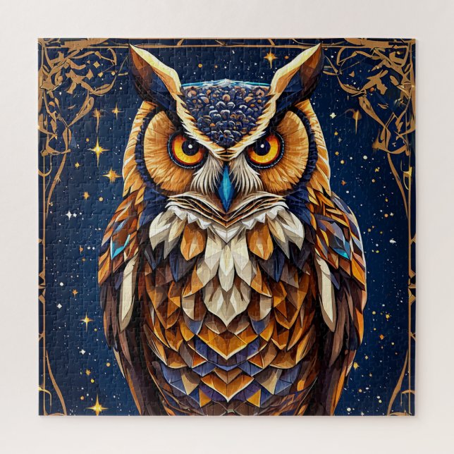 Puzzle Búho geométrico con colores vibrantes (Vertical)