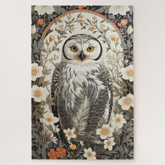 Puzzle Búho Nival Hermoso Inspirado en William Morris (Vertical)