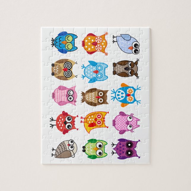 Puzzle Búhos lindos coloridos (Vertical)