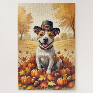 Puzzle Bull Terrier en Hojas de Otoño Arte de Acción de G