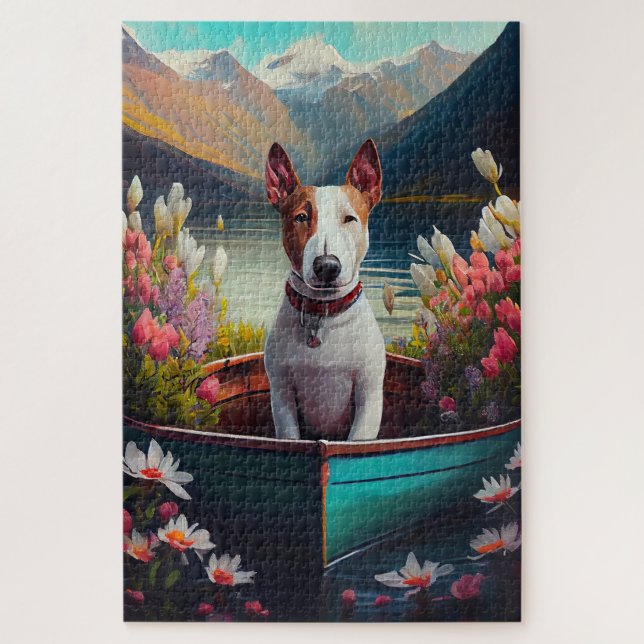 Puzzle Bull Terrier en un remo: Una aventura panorámica (Vertical)