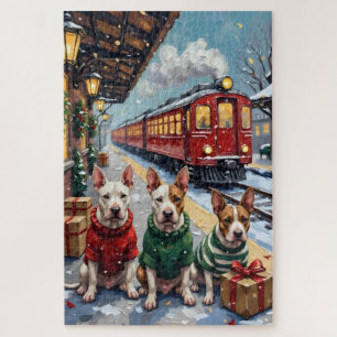 Puzzle Bull Terrier Navidad Tren Vintage Fiesta