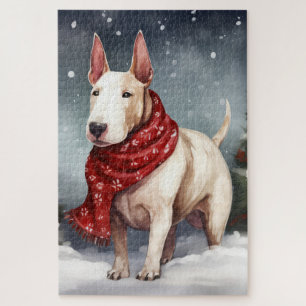 Puzzle Bull Terrier Perro en Navidad Nieve 