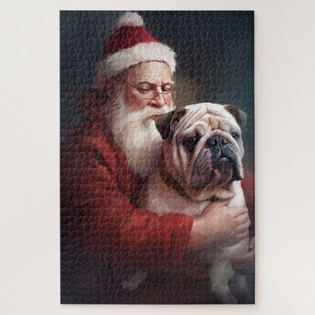 Puzzle Bulldog Con Navidades Festividades De Santa Claus (Vertical)