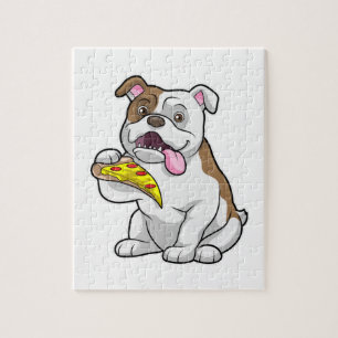 Puzzle Bulldog con pedazo de pizza