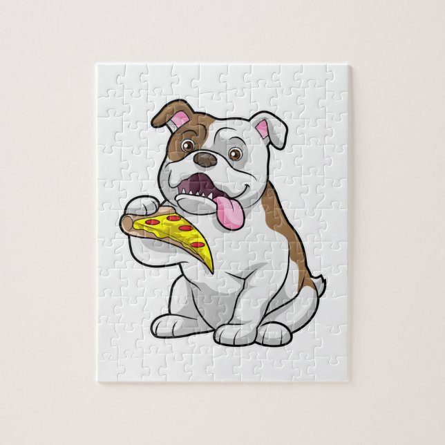 Puzzle Bulldog con pedazo de pizza (Vertical)