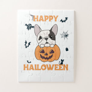 Puzzle Bulldog En Calabaza Perros Cute Feliz Halloween