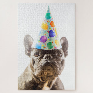 Puzzle Bulldog francés con Fiesta Gorra