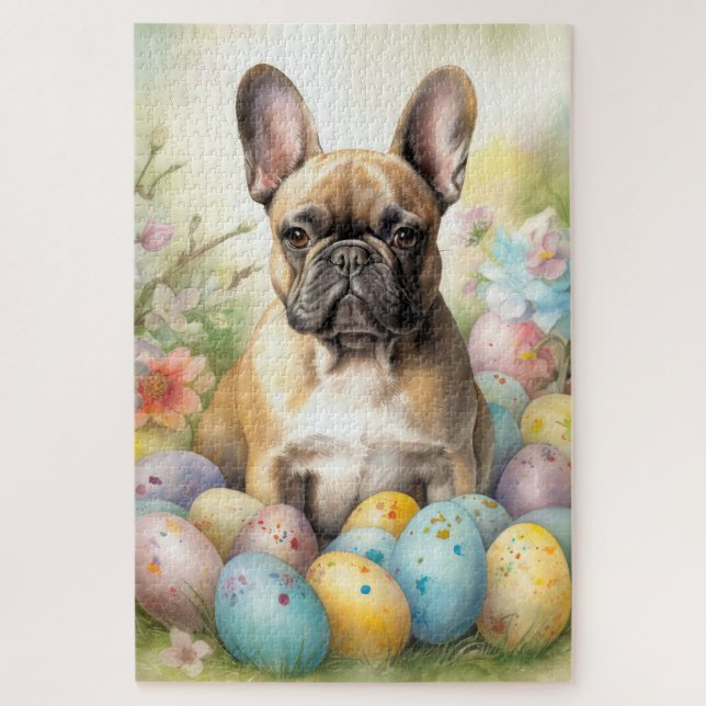 Puzzle Bulldog francés con huevos de Pascua (Vertical)