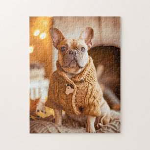 Puzzle Bulldog Francés con Ropa de Perro Tejida