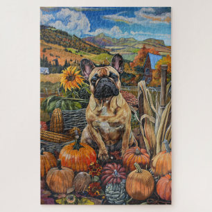Puzzle Bulldog Francés Cosecha de Otoño Día de Acción de