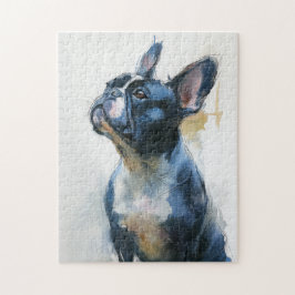 Puzzle Bulldog francés de acuarela sentado