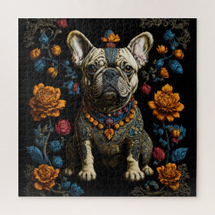 Puzzle Bulldog francés de arte folclórico de México