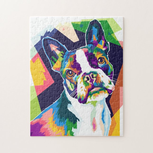 Puzzle Bulldog francés de arte pop colorido (Vertical)