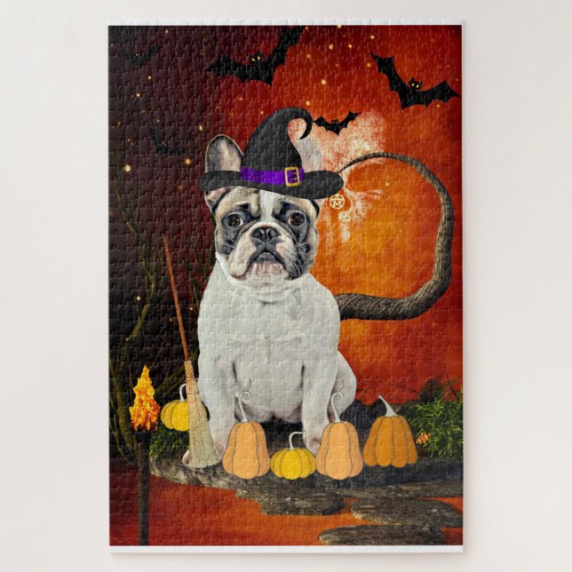 Puzzle Bulldog francés de Halloween (Vertical)