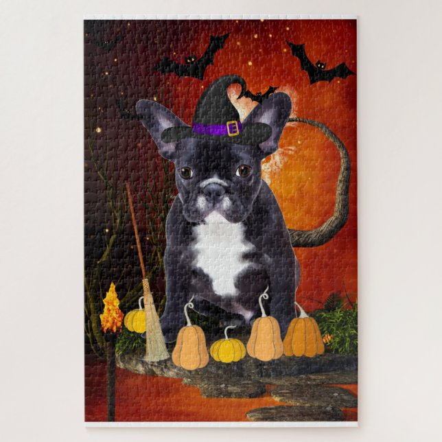 Puzzle Bulldog francés de Halloween (Vertical)