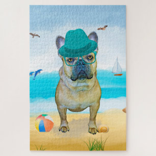 Puzzle Bulldog francés en la playa
