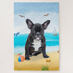 Puzzle Bulldog francés en la playa