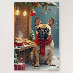 Puzzle Bulldog Francés en Mercado de Navidad Vintage