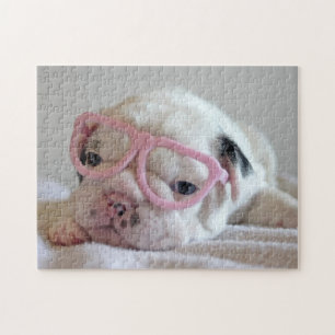 Puzzle Bulldog francés en vidrios del corazón