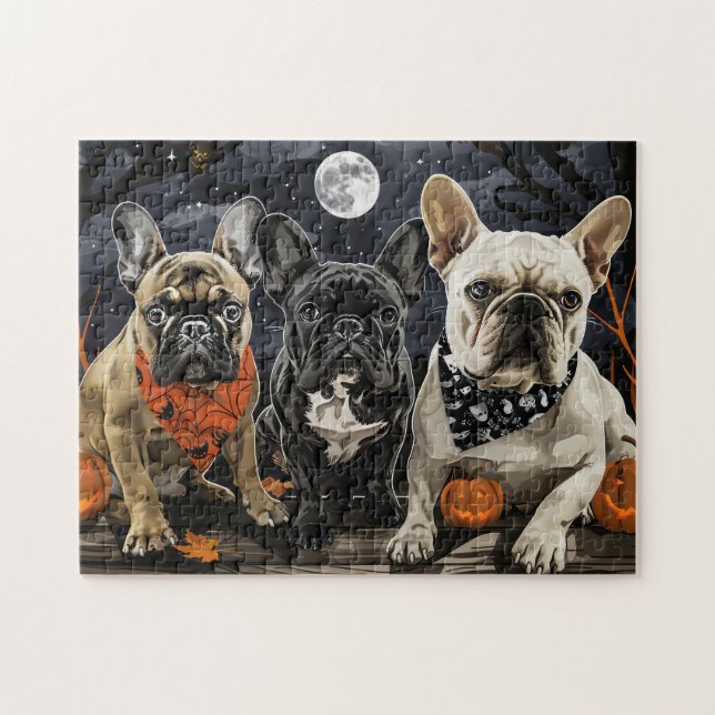 Puzzle Bulldog Francés Halloween Espeluznante (Horizontal)