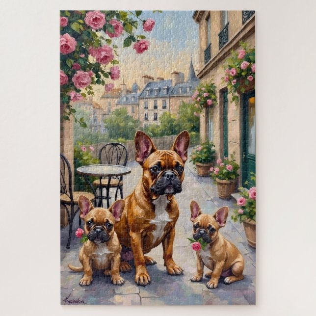 Puzzle Bulldog Francés Jardín de Arte de París (Vertical)