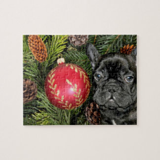 Puzzle Bulldog francés navidades