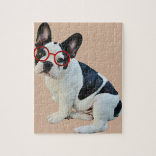 Puzzle Bulldog francés negro y blanco que lleva los