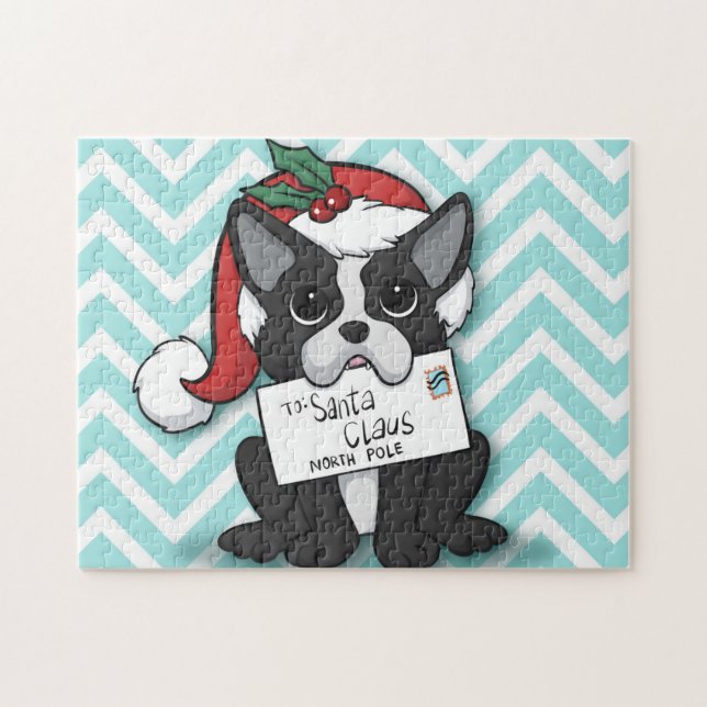 Puzzle Bulldog francés Santa Claus Holiday (Horizontal)