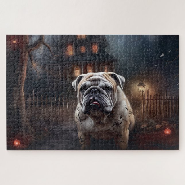Puzzle Bulldog Halloween Scary (Horizontal)