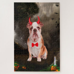Puzzle Bulldog inglés con disfraz de Halloween