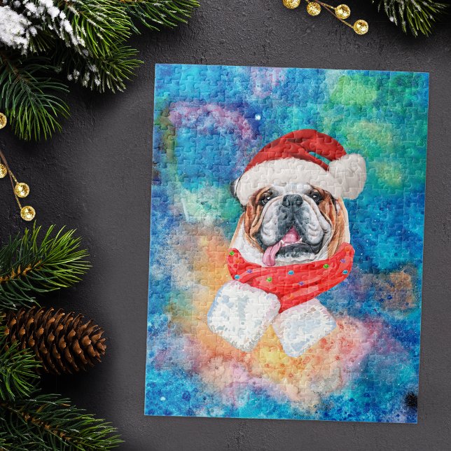 Puzzle Bulldog Inglés raza perro Navidad (Subido por el creador)