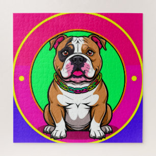 Puzzle Bulldog Inglés sobre un fondo vibrante