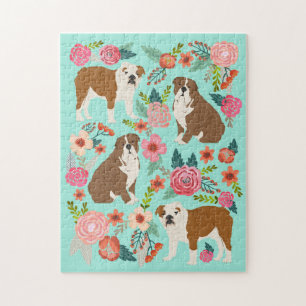 Puzzle Bulldog inglés Vintage Floral