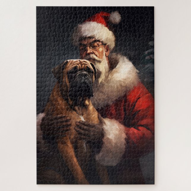 Puzzle Bullmastiff Con Santa Claus Navideño Festivo  (Vertical)