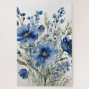 Puzzle Bunch de Flores Elegante acuarela Elegante Azul