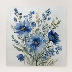 Puzzle Bunch de Flores Elegante acuarela Elegante Azul