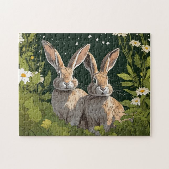Puzzle Bunnies en un campo (Horizontal)