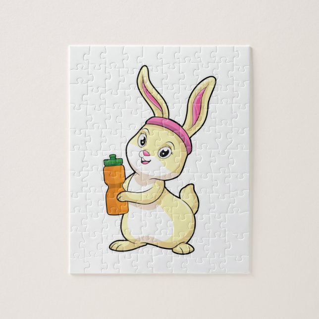 Puzzle Bunny at Fitness con botella de bebida (Vertical)