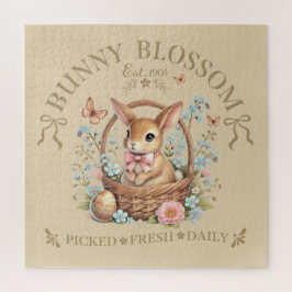 Puzzle Bunny Blossom Easter Rabbit in Floral Basket