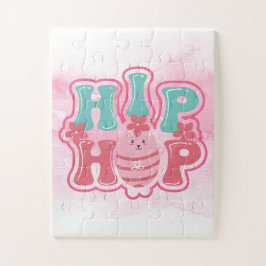 Puzzle Bunny Egg Hunt Hip Hop Feliz Pascua Acuarela 