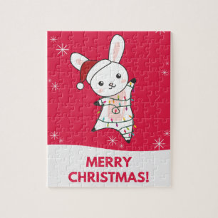 Puzzle Bunny Merry Christmas Winter Animals Conejos Jigsa