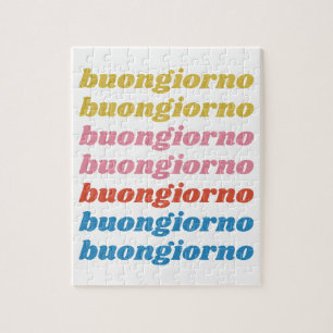 Puzzle Buongiorno Italiano Hola Typografía Cute Retro