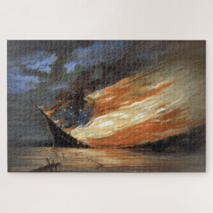 Puzzle Buque insignia de la guerra civil rebelde en llama