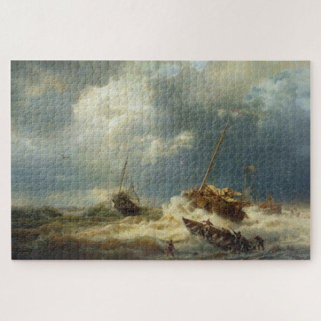 Puzzle Buques en tormenta en la costa holandesa (Horizontal)